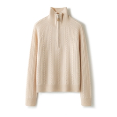 2025年秋季时尚百搭通勤简约半高领麻花羊绒衫，女装羊绒衫，致织羊绒