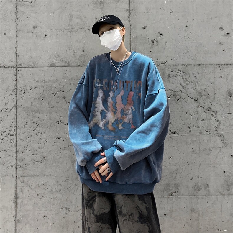 美式潮牌重磅水洗做旧连帽卫衣力推大码男XZ517A-2-Y7751-P58,男装卫衣,星座517A-2