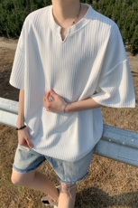 ！2026夏季新款男士V领短袖潮牌肌理感半袖T2501特P22，男装T恤，电商B220