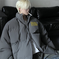 抖音品质潮流字母印花简约宽松立领棉服外套MY23406特批70控118，男装棉衣，星座605(原A050)