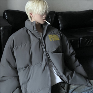 抖音品质潮流字母印花简约宽松立领棉服外套MY23406特批70控118图片