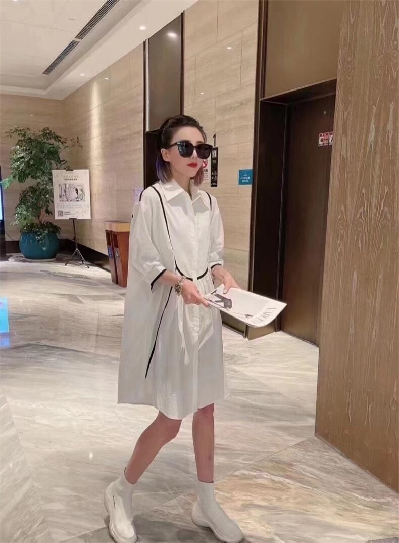 【现货】夏季新款织带衬衣裙，女装，1+9