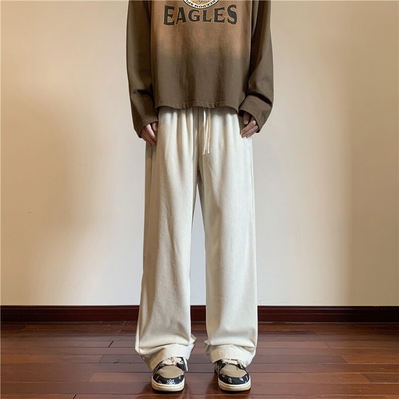 秋款垂感休闲裤宽松直筒裤灯芯绒拖地裤,男装休闲裤,星座310A-4