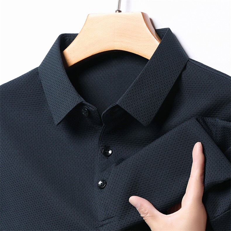 春季纯色翻领T恤商务男士长袖打底Polo衫中年百搭休闲时尚上衣潮，男装Polo衫，电商B212（原钱塘6029）