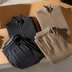 2025秋冬百搭时尚简约套装开衫和裤子，男装羊绒套衫，澳坤羊绒