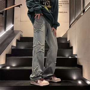 牛仔裤男秋季潮大码休闲裤子高街C881P42图片