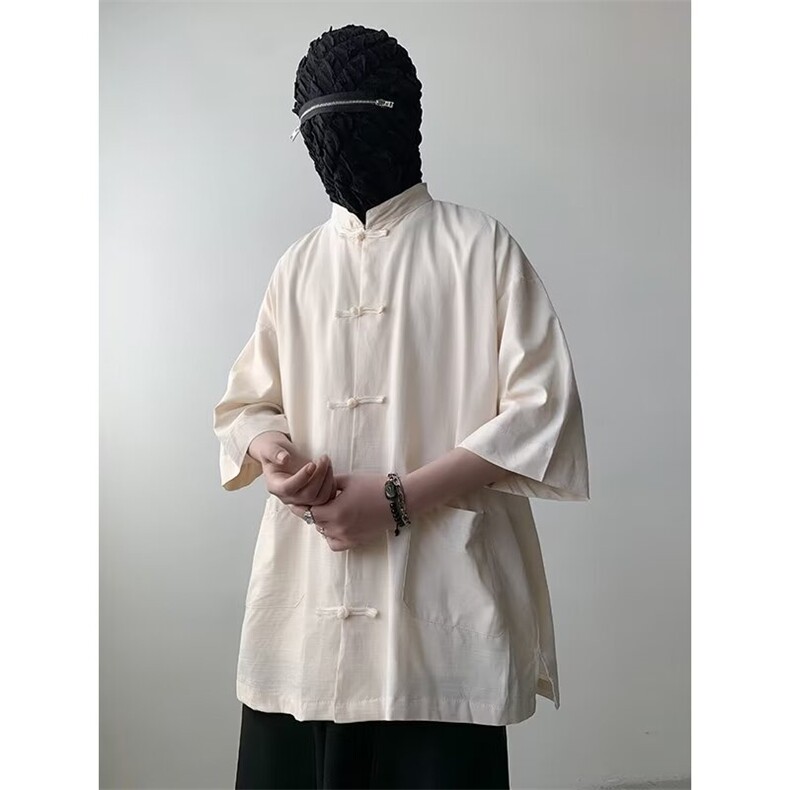 衬衫男士短袖新中式港风潮流宽松百搭2024夏季ins外套CY861-P46,男装衬衫,星座412-3