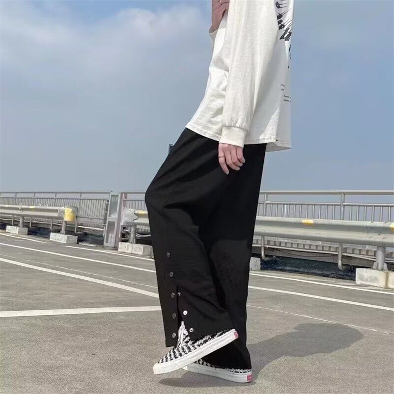 垂坠感阔腿休闲西裤高级感痞帅宽松直筒长裤KK355-P30,男装西裤,星座911-3