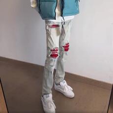 AK2113-P50夏季新款嘻哈ins高街潮流痞帅牛仔裤，女装休闲裤，星座617A-2