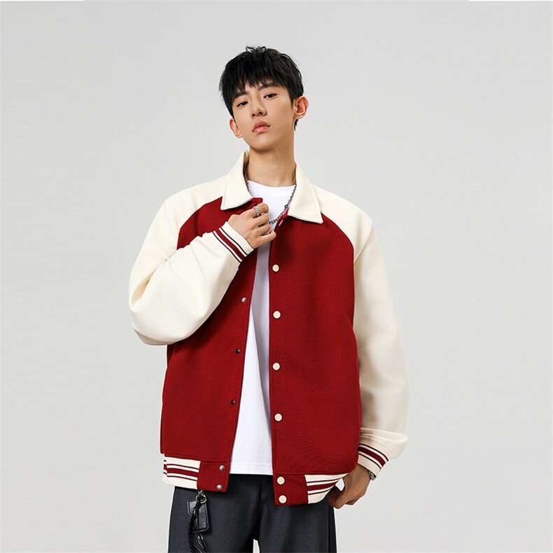 重磅420克boxy短款开衫卫衣液态棉爽滑棒球服撞色外套男D9898-P68,女装短外套,星座610B-1