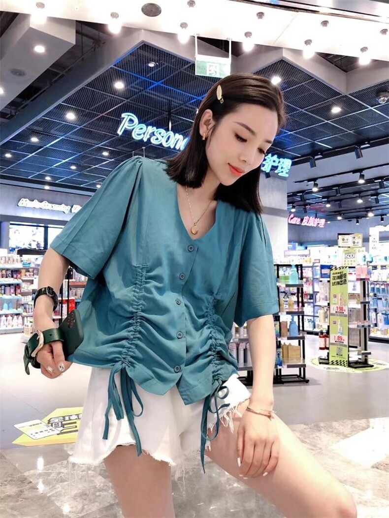 V领双抽绳上衣，一杭主推款，女装，一杭