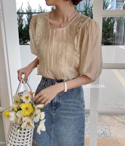 木耳边天丝上衣，女装，韵芭莎