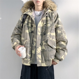 美式毛领派克棉服男冬季加厚工装棉衣情侣外套M060-P110 迷彩P115图片