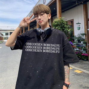 量大优供抖音视频 支持得物配合二开美式满天星亮片短袖T恤MTX365图片