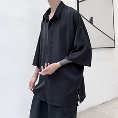 爆主推纯色净版宽松男士6色短袖衬衫A071-C15-P35，男装T恤，电商A071