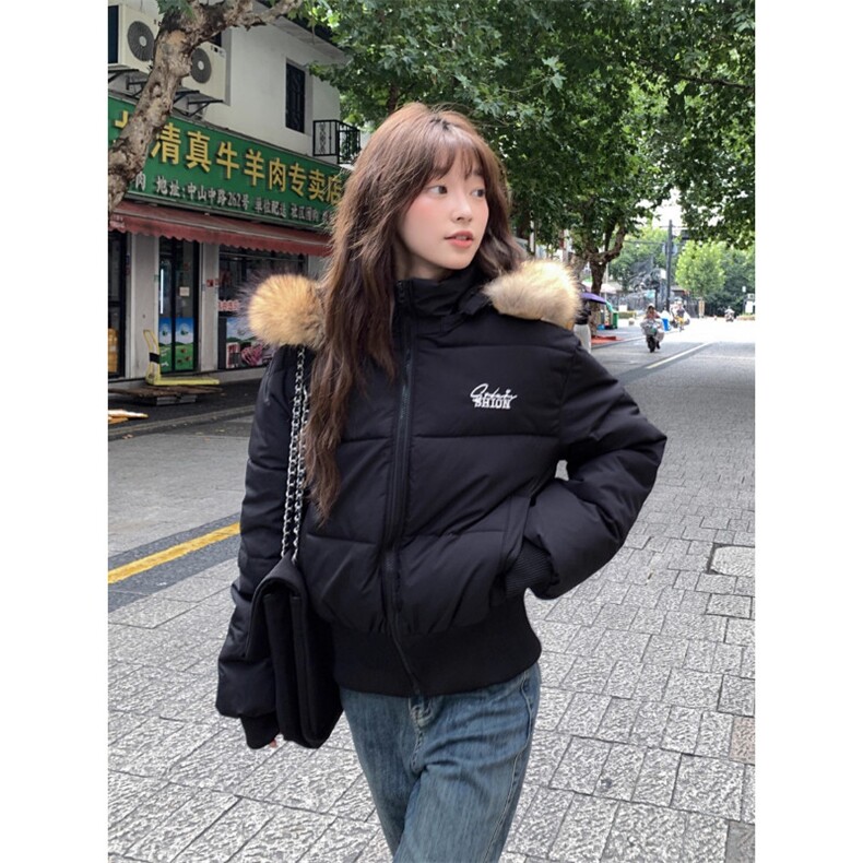 毛领短款棉服女2025冬季新款棉袄收腰显瘦小个子高级感棉衣外套女,男装棉衣,星座1210-1
