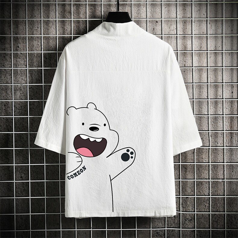 HF59131-P40风汉服男开衫外套七分袖道袍网格挂拍，男装民族服装，电商A040A