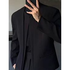 春款款男女立领无扣西装开衫结构垫肩西服外套JK0039P60，男装西服套装，星座1013-1