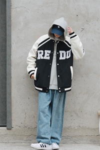 冬款港风加棉加厚刺绣棉衣外套毛巾绣棒球服男士8133-P120控价158图片