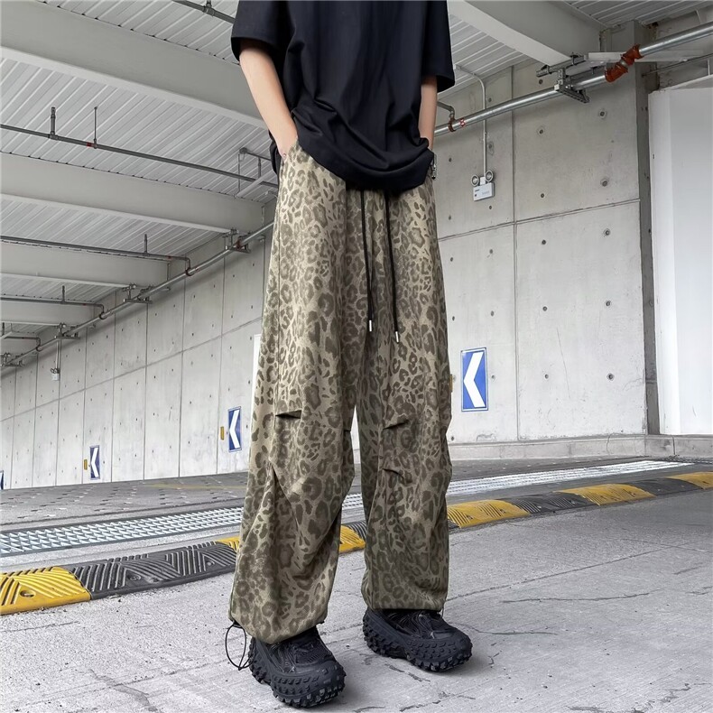 豹纹休闲裤男士韩版潮流高街帅气2024夏季新款ins长裤K5382-P41,男装休闲裤,星座412-3