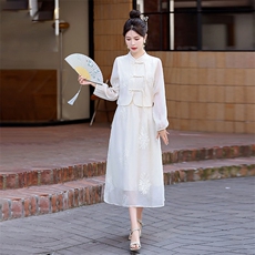 【现货】绣花连衣裙两件套2024夏季新款气质优雅裙子，女装连衣裙，C位