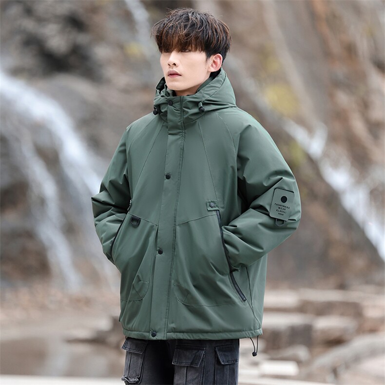 冬季冲锋衣男士棉衣加棉加厚棉服工装棉袄连帽潮A266-MY8014-P75图片