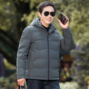 新款男士休闲冬装外套中老年羽绒服男中长款加厚连帽爸爸装图片