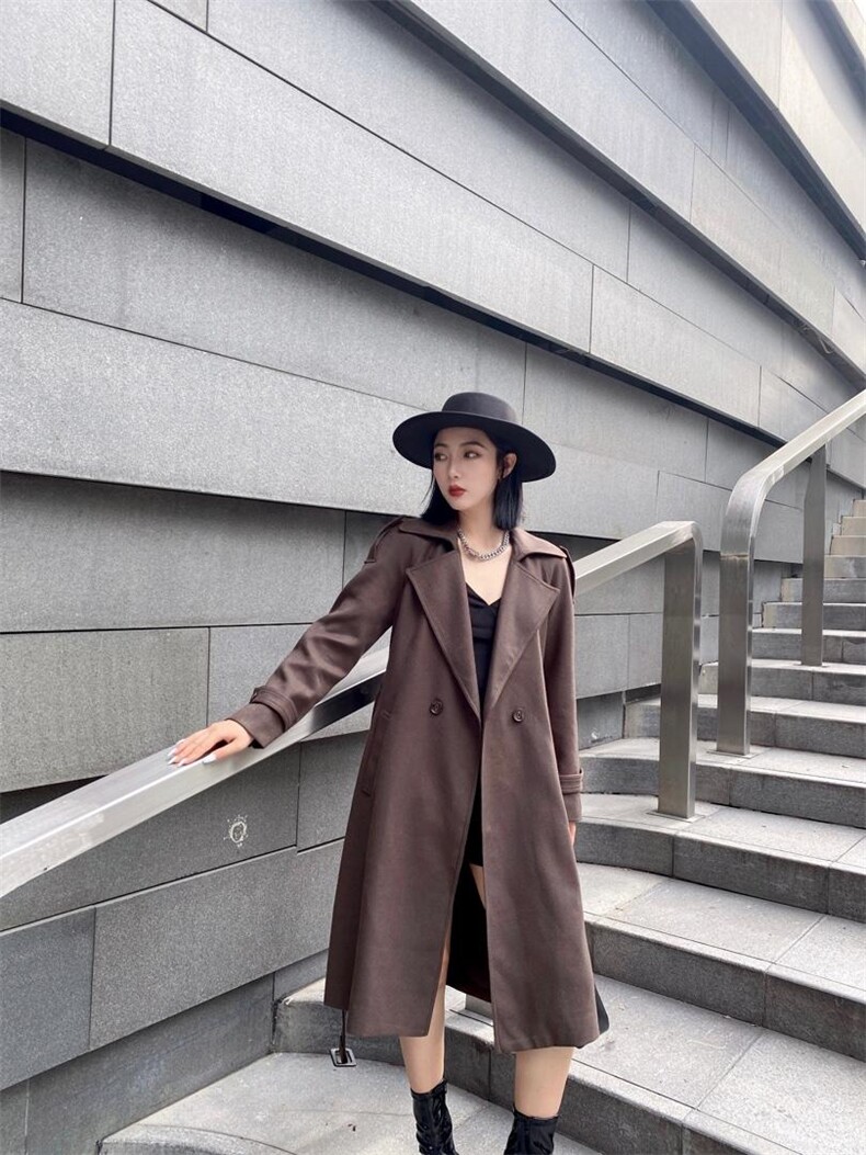 【现货】2021秋季长款风衣精纺TR面料系列款，女装风衣，蓝典