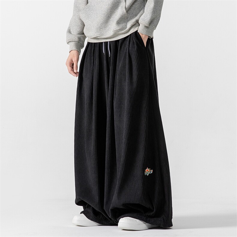 秋装 大码风灯芯绒阔腿裤日系哈伦休闲长裤中性加厚 K275/P70图片