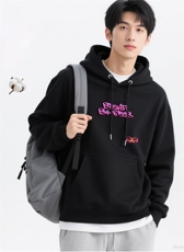 2025年秋季长袖套头套头华棉双帽落肩圆领帽衫，女装卫衣/绒衫，花可