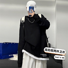 2024港风新款圆领卫衣链子可拆假两件外套上衣VE5705-P37，女装短外套，星座717