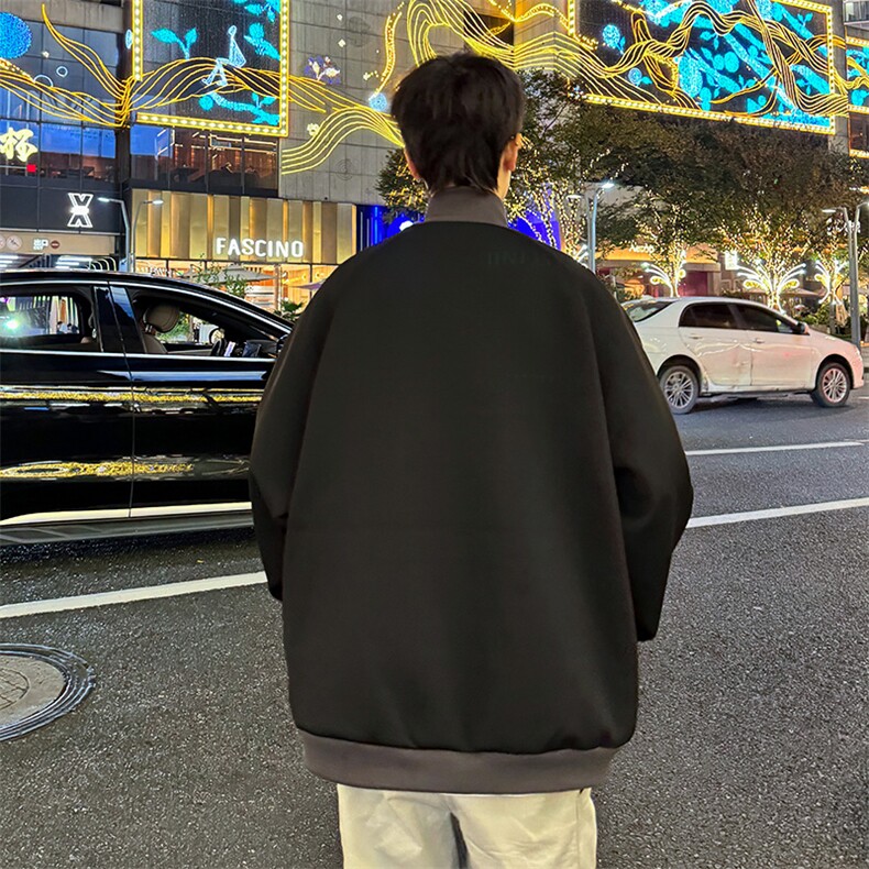 秋冬季复古条纹撞色夹克外套潮牌小众设计宽松休闲上衣,男装夹克,星座410-6（原星座1304-1）