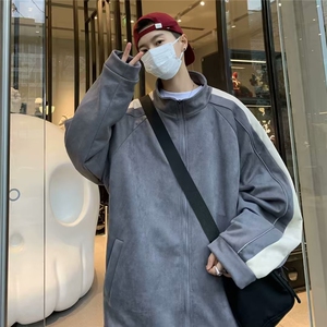 麂皮绒翻领休闲外套男士春秋季2024新款潮牌夹克痞帅男生装棒球服