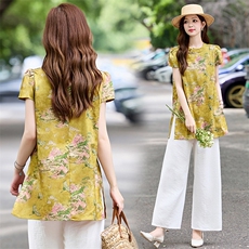 新中式改良旗袍盘扣短袖遮肉夏季新款洋气时尚衬衫，女装衬衫，木橙西子