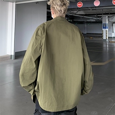 秋美式慵懒chic外套男夹克军绿色设计感口袋棒球服潮牌HY195/P68，男装夹克，星座506