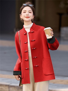 新中式国风盘扣双面羊毛大衣女2025秋冬新款高级感气质毛呢外套潮图片