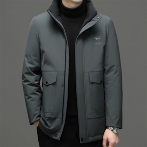 冬季新款男士可脱卸帽休闲免烫羽绒服中年爸爸装加厚保暖外套图片
