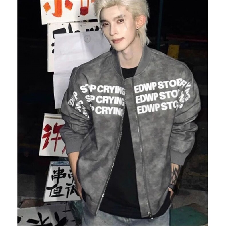 美式高街字母印花棒球服短款男春季痞帅潮牌夹克外套WJK221,男装夹克,星座208-5