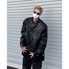 立领机车皮衣男春秋短款垫肩夹克宽松飞行外套潮牌W6866-P62，男装夹克，星座412-3