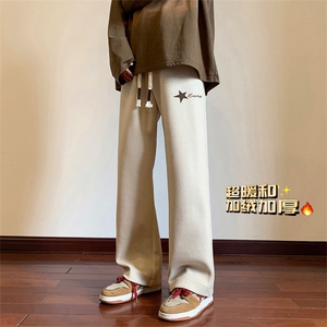 DT2243-TP50控价68 冬季港风加绒加厚休闲裤暖和宽松保暖毛呢长裤图片