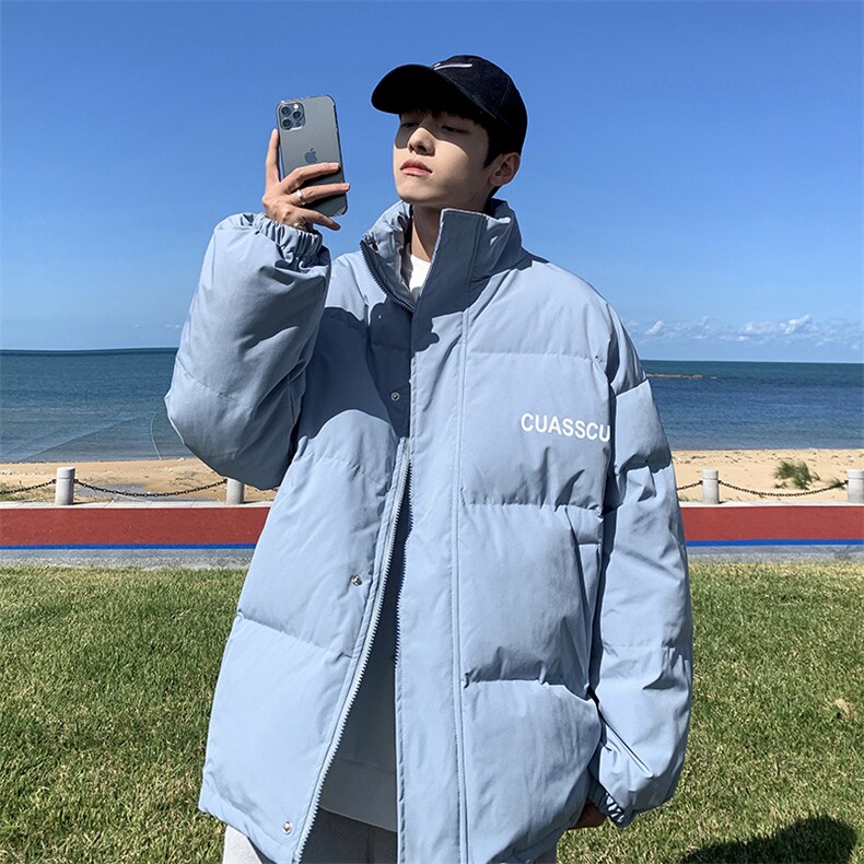 M615-P75日系宽松字母印花休闲棉服,男装棉衣,星座1501-1