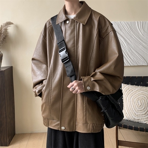抖音直播！pu皮衣机车服宽松夹克男 CP40-特p65 控价：118图片