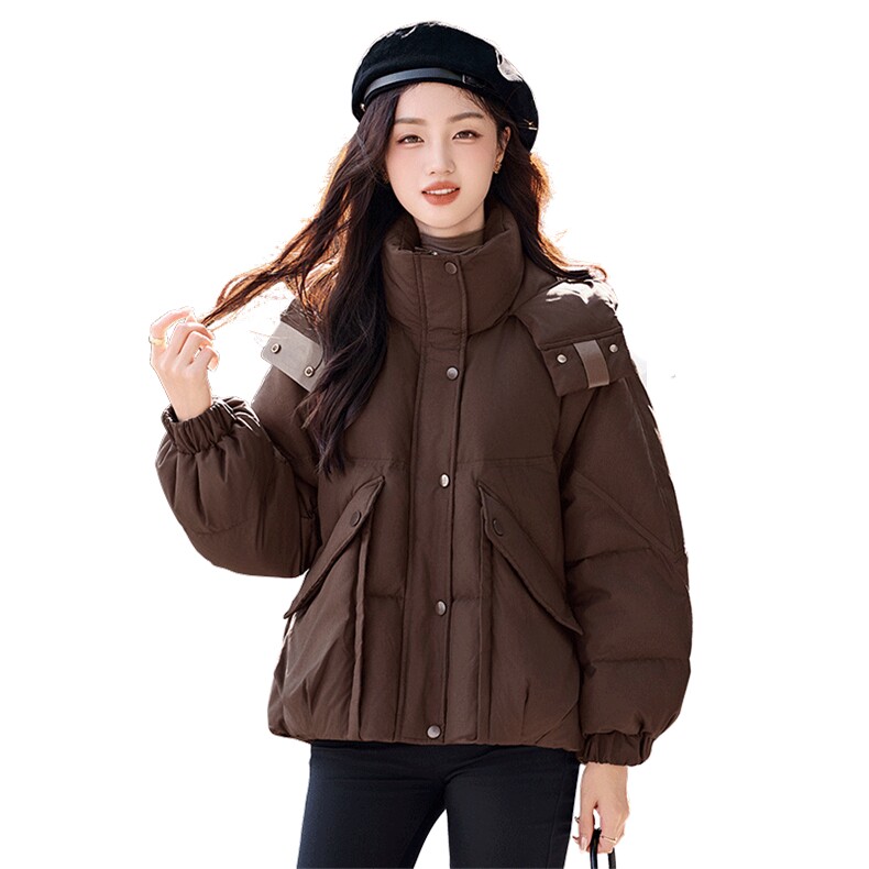 时尚休闲连帽短款羽绒服女2025冬季新款小个子加厚保暖白鸭绒外套,女装羽绒服,丽影随形