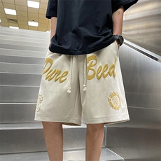 品质夏麂皮绒字母发泡短裤休闲五分裤JDK233-P40控58，男装牛仔裤，电商B370