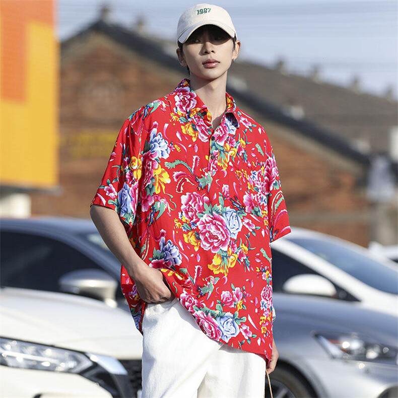 P01中性男女休闲大码花衣服polo衫宽松透气东北大花风团队服,男装Polo衫,星座115A(原星座507）