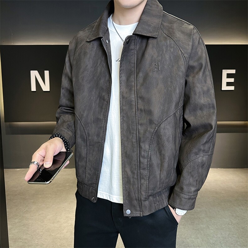 美式皮衣外套男秋季2025新款机车飞行员皮夹克A313-K275118-P155,男装皮衣,电商A313