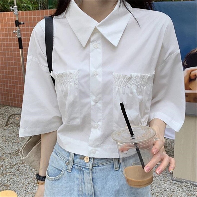 新款现货口袋打皱短款小衫，其它，魅力布梵