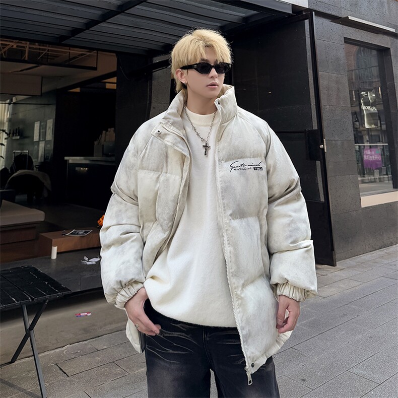 特p100控158冬立领机车棉服情侣棉衣面包扎染服墨染风外套男MY248,男装棉衣,电商B370