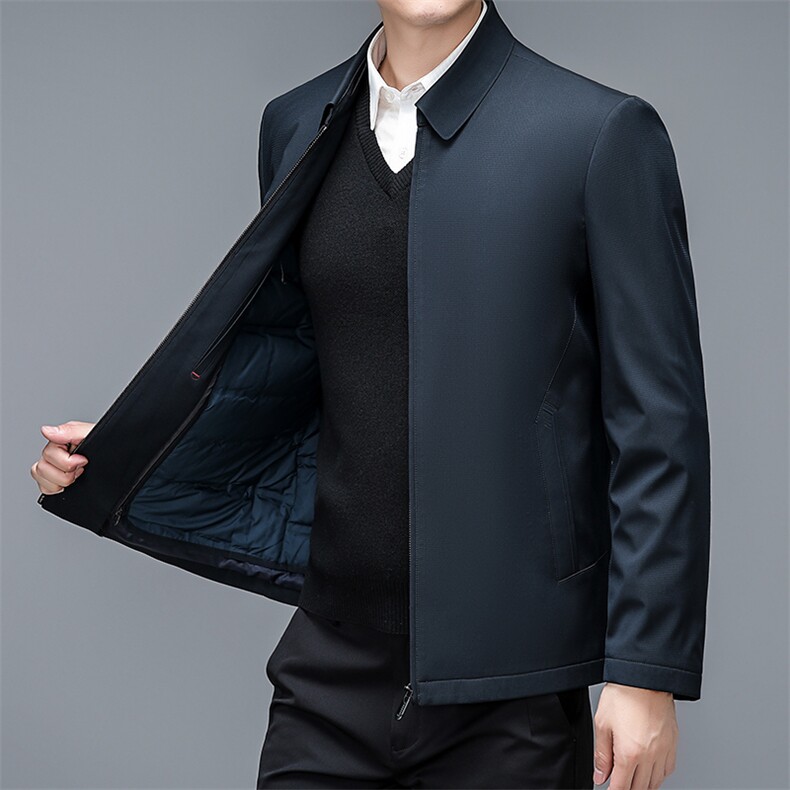 羽绒服男装冬季新款翻加厚保暖上衣中年男士商务休闲白鸭绒外套，男装羽绒服，电商B212（原钱塘6029）