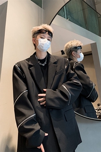 潮牌高级感小西装男秋小众拉链装饰设计感西服XZ514-2-24243-P118图片